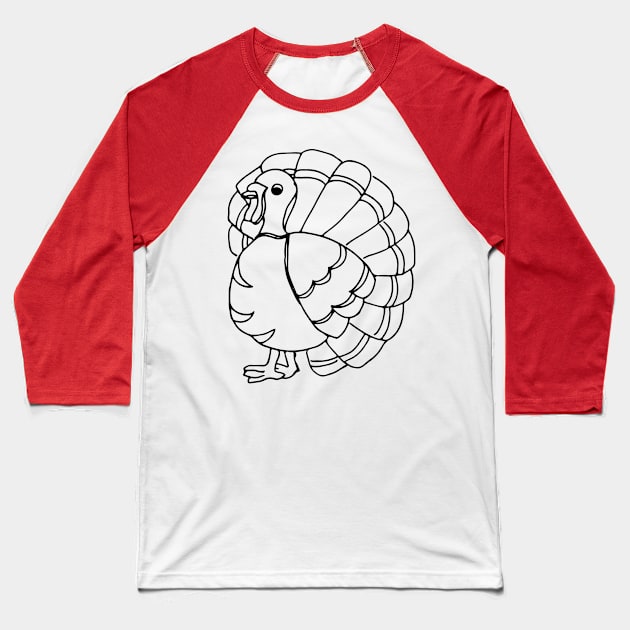 Thanksgiving Turkey Baseball T-Shirt by ColoringWithKristine